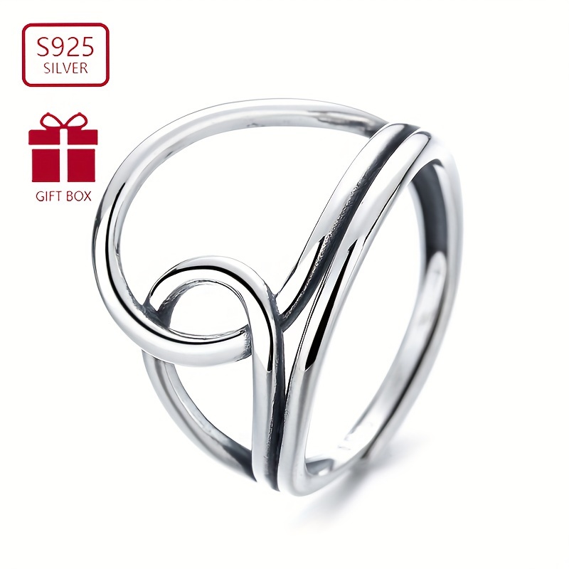 S925 Sterling Silver Double Layer Irregular Cross Ring